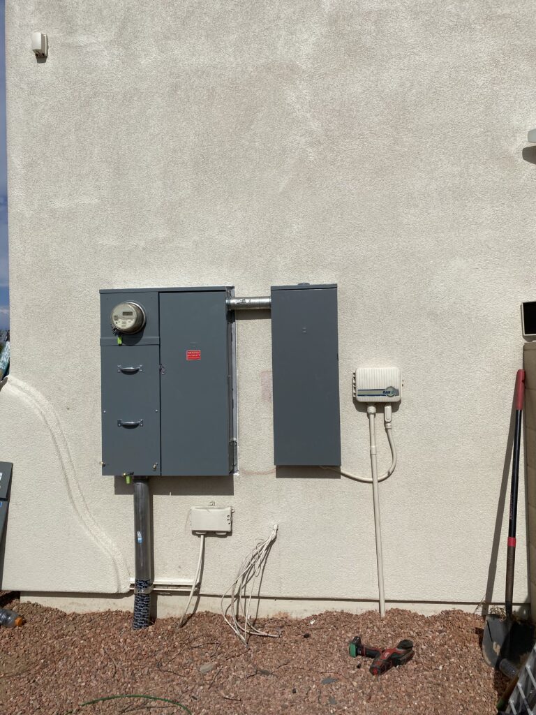 Meter and electrical panel on a home