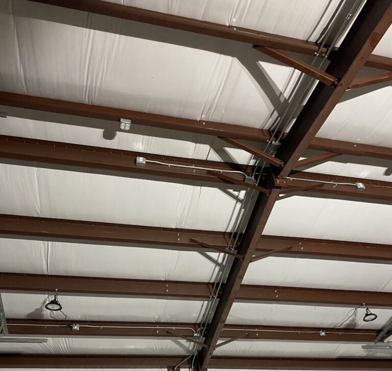 Lighting installed in a steel building