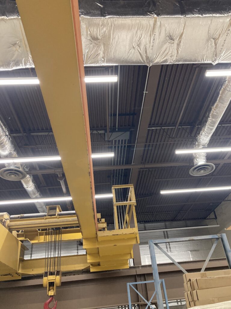 Warehouse LED lighting installed for a commercial customer