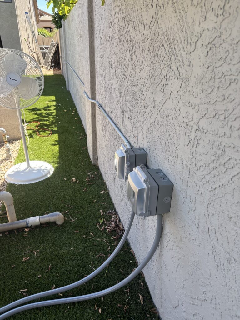 Exterior outlets and conduit on a home