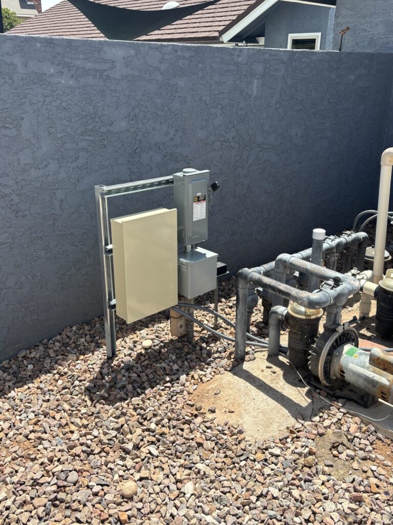 Pool equipment wiring and disconnect at a West Valley home